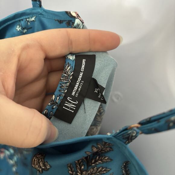 INC International Concepts Size XL Long Floral Nightgown Teal Lace Slit Modest - Picture 9 of 12